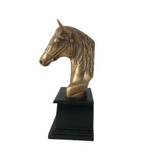 Vintage Mid Century Horse Head Solid Brass Sculpture Bookend